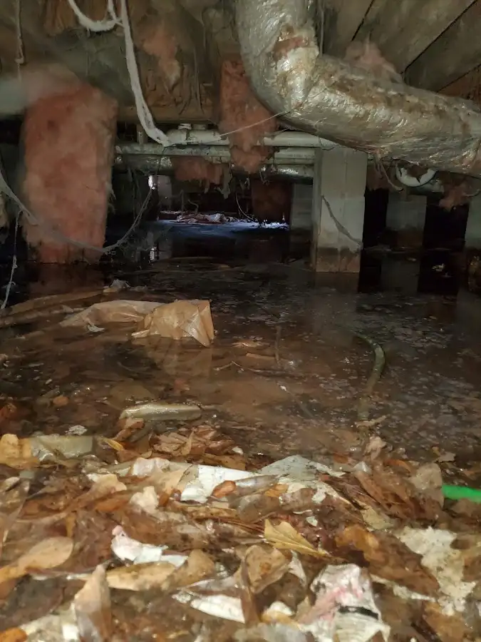 Crawl space flood assessment for Commercial Water Damage Restoration in Eagleton Village